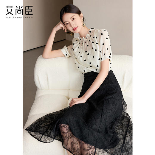 浪漫法式波点衬衫女2025新款高级感小众设计感洋气时尚天丝衬衣夏 商品图2