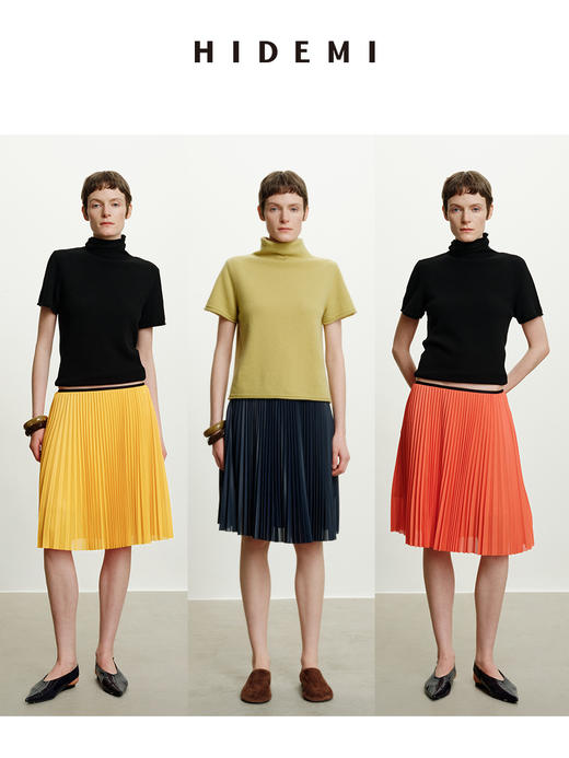 HIDEMI 极简灵动飘逸百褶短裙可再生纤维松紧腰设计感半身裙 商品图7