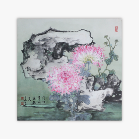 叶泉《菊花》国画原作48CM*48CM 手绘宣纸花卉作品