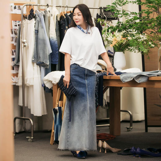 【林栖设计小店】棉混纺T恤提花手工串珠简约百搭2025早秋新款短袖上衣女G1653011 商品图4