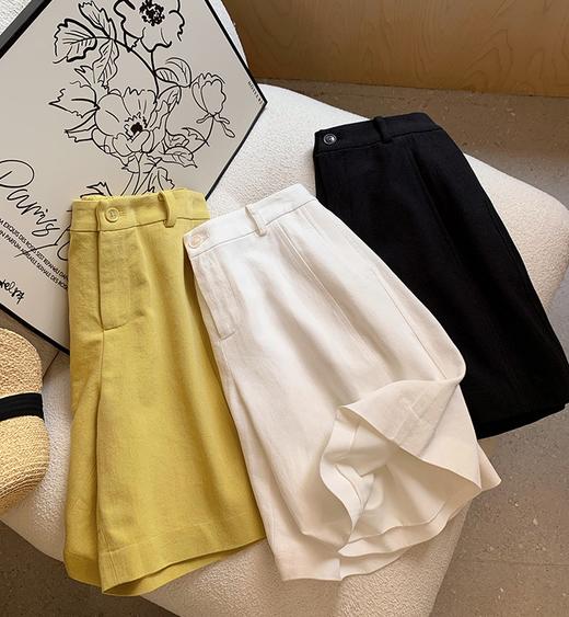 百慕老钱风后松紧微阔腿天丝亚麻显瘦五分中裤 商品图8