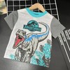 【选2件15元-NO退】4恐龙灰蓝卡通短袖-微脏-喜出 商品缩略图0