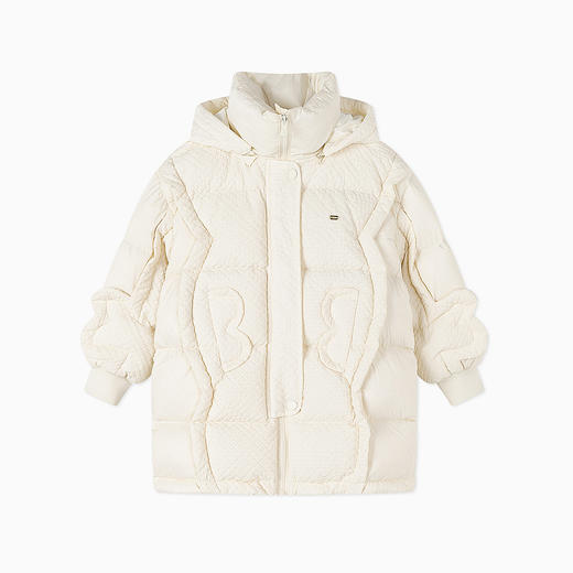 【秒1】【MQD】【专柜同款】童装女童中长羽绒服冬装肌理感拼接连帽羽绒外套 商品图4