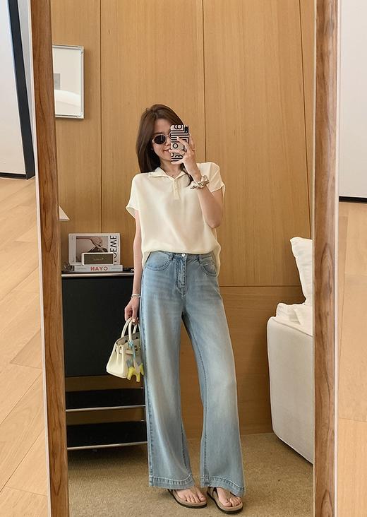 土耳其新款空调牛仔纯兰精天丝薄软垂感空气微阔腿裤 商品图6