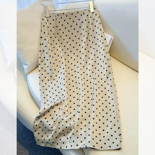 丁摩 高腰醋酸缎面波点半身裙中长款女夏季新款垂感直筒包臀a字裙5ZF-9565 商品图6