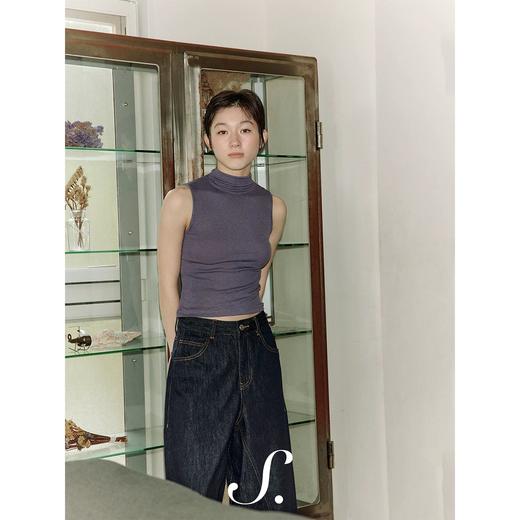 shyshystill/shy202401032/天丝美丽奴羊毛中高领弹力修身凉感无袖上衣 商品图7