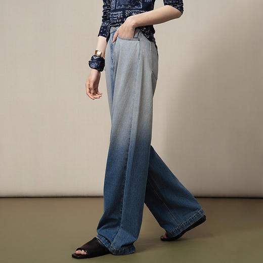 【林栖设计小店】（现货）【送方巾】【牛仔系列】渐变牛仔裤百搭直筒显瘦2025早秋新款长裤女G1653008 商品图2