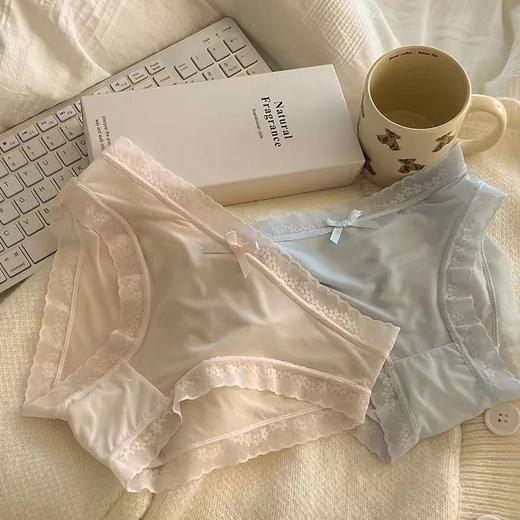 “奶油少女”【屁屁面膜裤】春夏色冰丝内裤女生中腰速干蕾丝边 商品图3