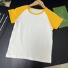 【选2件15元-NO退】110 白拼黄插肩袖全棉T恤-微脏-喜出 商品缩略图0