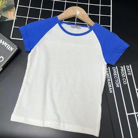 【选2件15元-NO退】110史努比蓝拼白插肩袖短袖-微脏-喜出