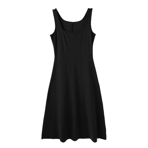 百媚生 方领棉质背心连衣裙女优雅气质法式中长款KL111A 商品图6