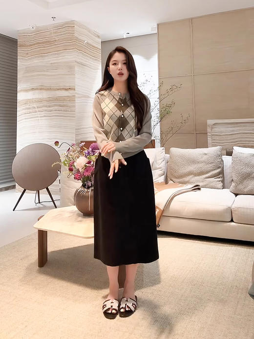 COCO ZONE 刘一一 【100棉】橡胶腰带开叉A字半身裙CD2A0391 商品图2