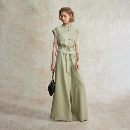 西嘉|天丝亚麻上衣女高端自然老钱风套装度假慵懒复古亚麻阔腿裤CS2502126 商品图2