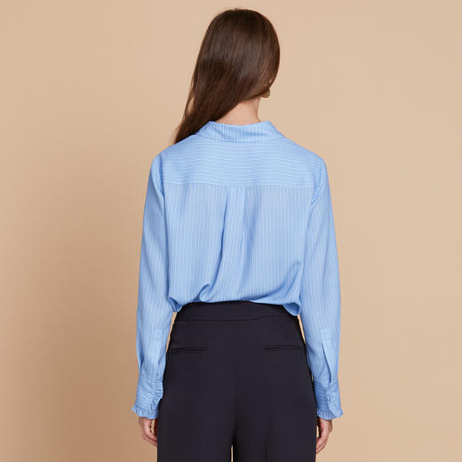 【清爽蓝条纹花边衬衫】EITIE爱特爱气质通勤直筒显瘦秋新款C2509810 商品图4