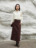 秋冬复古咖色灯芯绒高腰过膝半身裙 显瘦遮胯 A 字版型后开叉设计感通勤百搭长裙 商品缩略图1