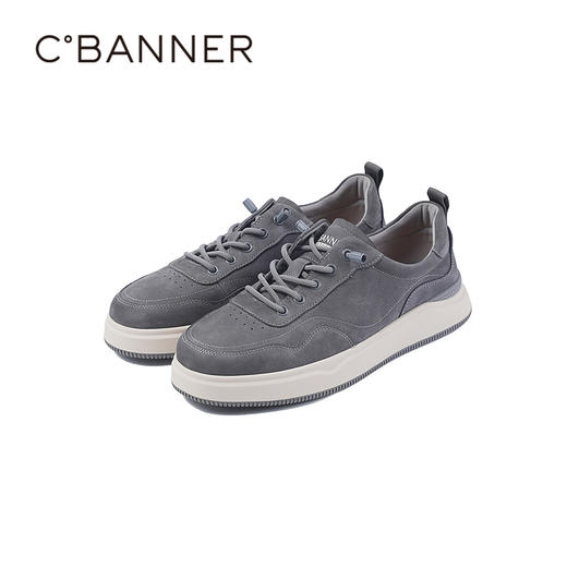 千百度秋季真皮板鞋透气真皮鞋垫橡胶大底便穿男鞋A25407573 商品图5