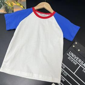 【选2件15元-NO退】110 经典泰迪品牌红蓝拼色全棉T恤-微脏-喜出