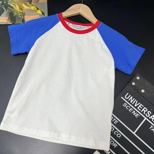 【选2件15元-NO退】110 经典泰迪品牌红蓝拼色全棉T恤-微脏-喜出 商品图0