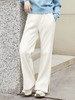 2025 秋冬奶白色坑条阔腿休闲裤女 高腰松紧腰垂感微喇叭裤 柔软亲肤通勤百搭显瘦宽松直筒长裤 商品缩略图0