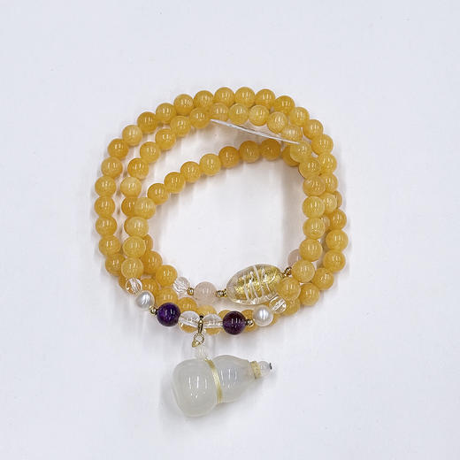 印度蜜蜡玉 扩香手链 蜜蜡玉 樱花玛瑙瓶坠 三圈手串 项链 商品图4