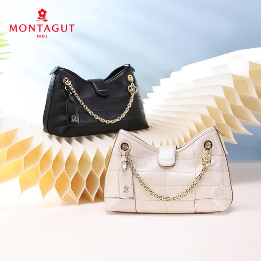 梦特娇女士时尚链条包潮流菱格斜挎包真皮单肩包 商品图9