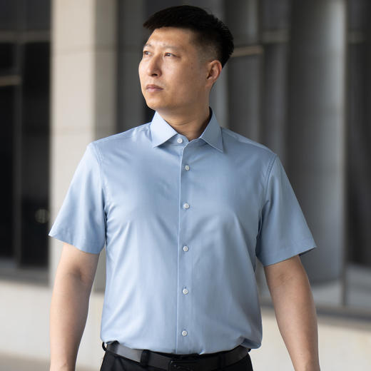 桑蚕丝商务短袖衬衣 商品图0