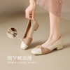ZHR粗跟浅口玛丽珍鞋女蝴蝶结珍珠奶奶鞋轻便两穿女鞋法式小皮鞋 商品缩略图4