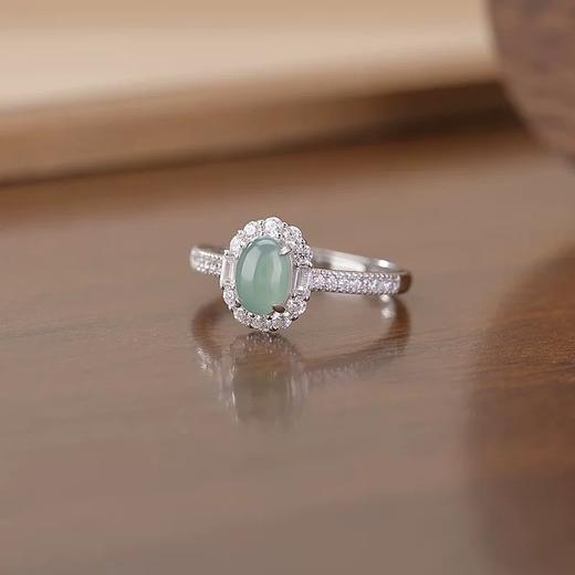 【敦煌月泉·蓝水翡翠戒指】敦煌小众蓝水翡翠 复古轻奢时尚蛋面戒指简约 商品图5