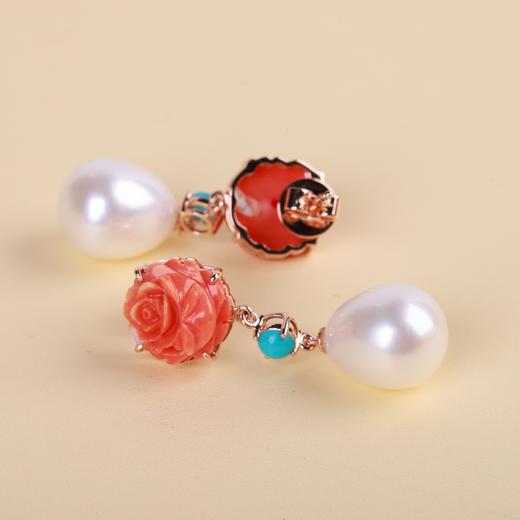 【玫瑰之约】珊瑚珍珠耳坠   SH12505027 商品图5