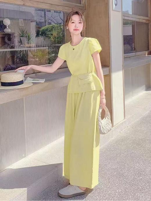 套装【韩系2025】855（赠送小腰包）休闲后系扣上衣➕阔腿裤两件套-喜出 商品图6