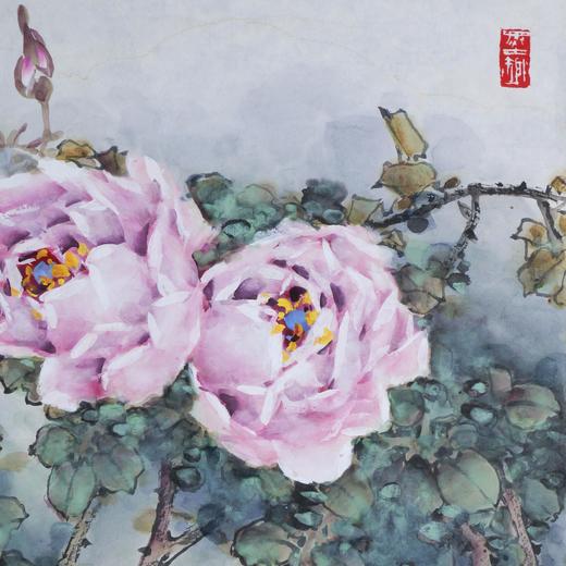 叶泉《粉月季》国画原作45CM*45CM 手绘宣纸花卉作品 商品图3