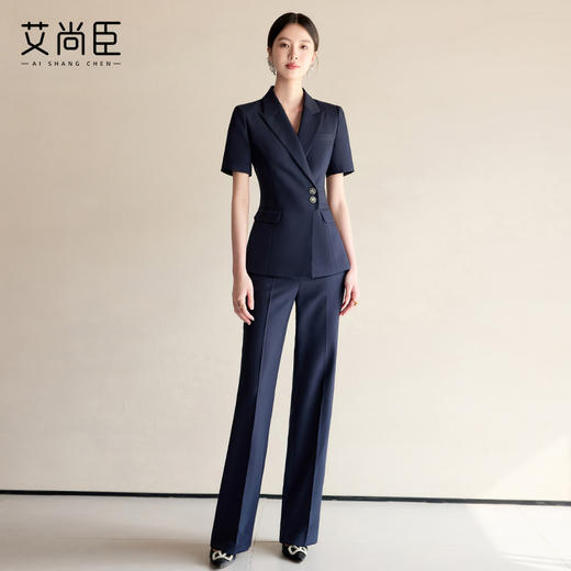 艾尚臣高级感西装套装女夏季短袖商务正装小个子面试职业OL工作服 商品图0