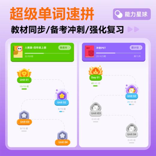 【能力星球】超级单词速拼 AI智能背单词神器 单词速记暑假预复习英语自然拼读 商品图1