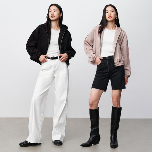 simplepieces冬季新品SPS卫衣女带帽拉链卫衣外套 商品图4