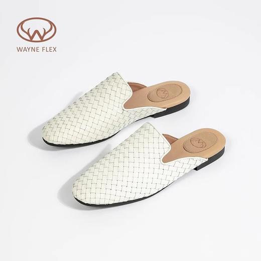韦恩WAYNE FLEX包头编织半拖鞋平底穆勒鞋一脚蹬时尚半凉拖女WF5082 商品图2