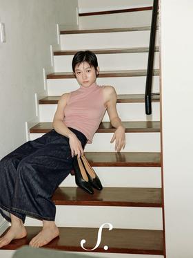 shyshystill/shy202401032/天丝美丽奴羊毛中高领弹力修身凉感无袖上衣