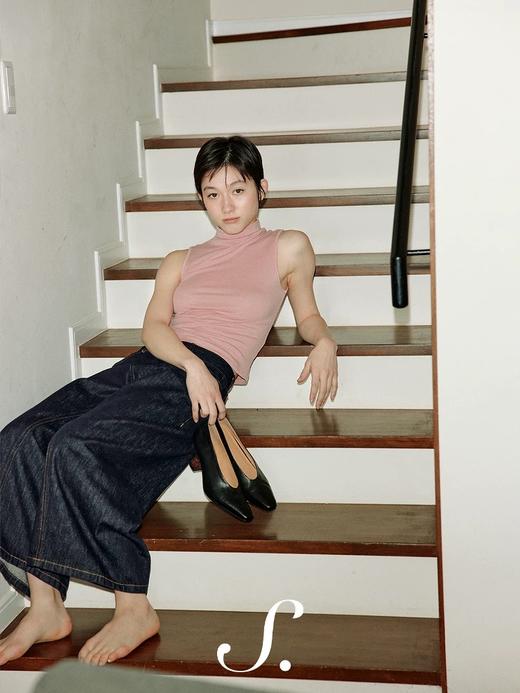 shyshystill/shy202401032/天丝美丽奴羊毛中高领弹力修身凉感无袖上衣 商品图0