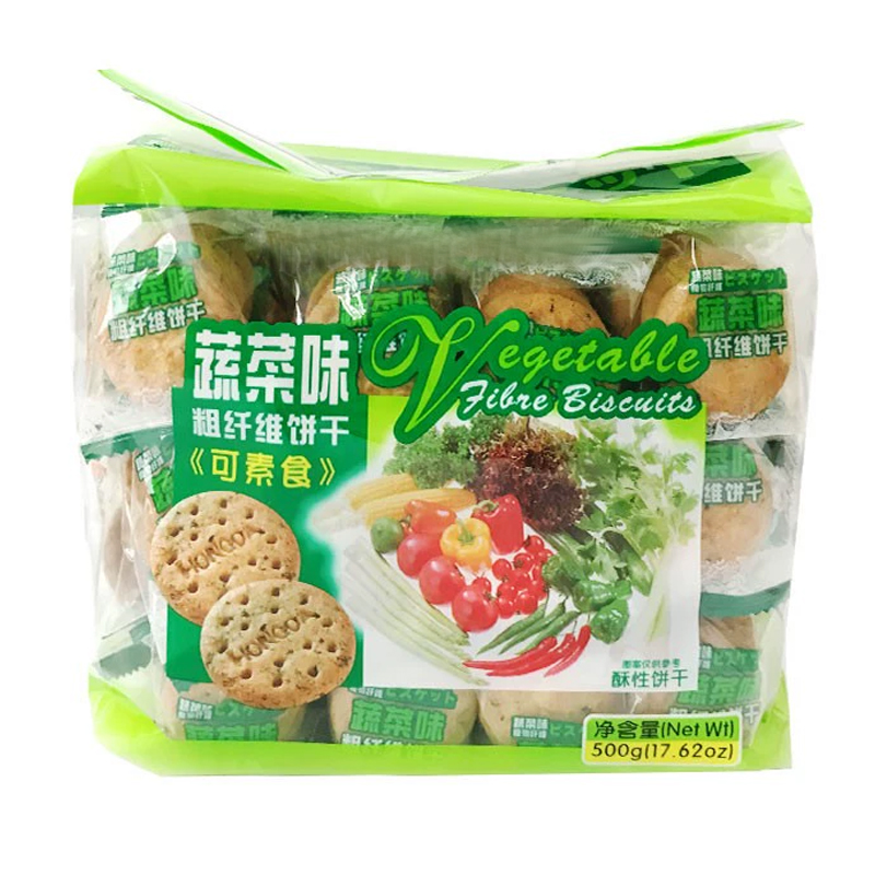 鸿达蔬菜味粗纤维饼干500g（6909073001768）