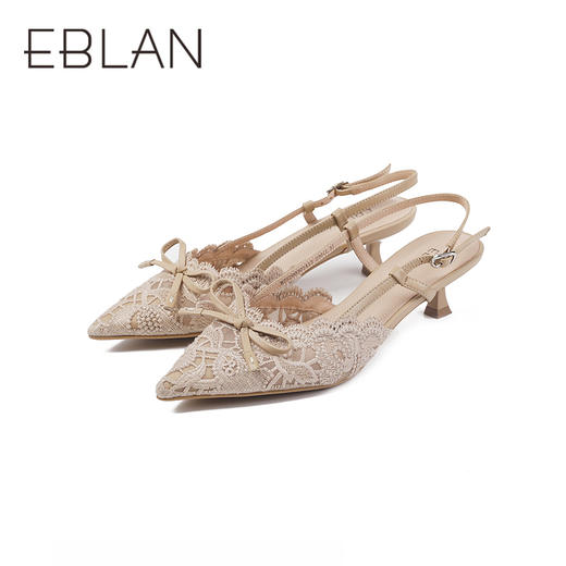 【上新】伊伴蕾丝包裹后空凉鞋约会战鞋时装半凉B26200301 商品图4