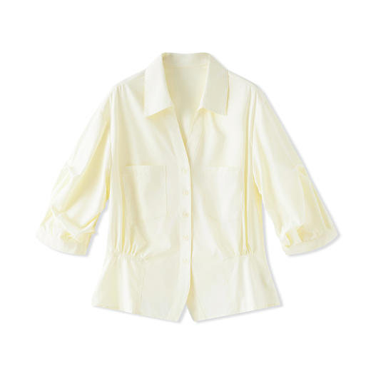 「高货wl」全系升级【铂金会员266/天猫359/差价93】(03713)洛诗琳优雅减龄七分袖收腰衬衫2025夏季新款知性显瘦上衣 商品图4