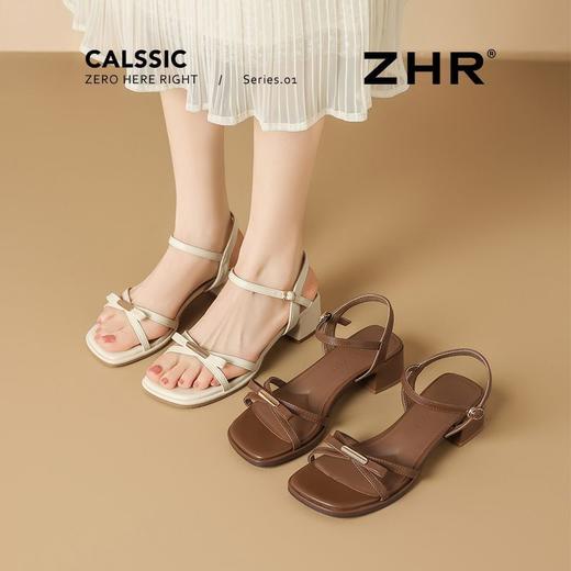 ZHR则则方头金属扣凉鞋2025新款仙女粗跟一字扣凉鞋气质百搭女鞋 商品图4