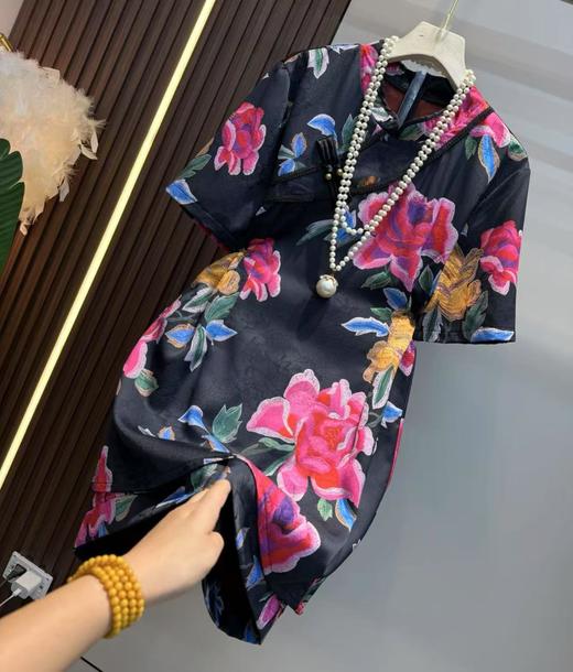 丁摩 夏季新中式女装国风改良旗袍裙子上衣短裤高端两件套装5ZF-047 商品图5