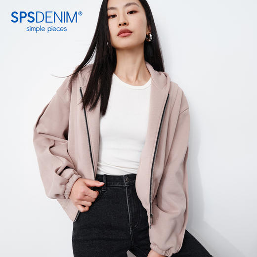 simplepieces冬季新品SPS卫衣女带帽拉链卫衣外套 商品图0
