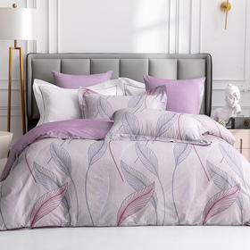 多喜爱 全棉贡缎磨绒四件套 花叶隐【7A抗菌】【精美礼盒包装】高密全棉 优雅花卉 更细腻更厚实更软糯磨绒宽边枕套