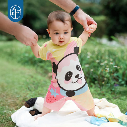 年衣童装25夏季新款周岁卡通抓周百日礼男女宝盼达派对哈衣 商品图3