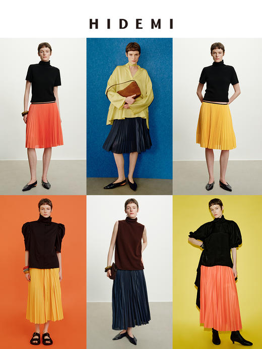 HIDEMI 极简灵动飘逸百褶短裙可再生纤维松紧腰设计感半身裙 商品图0