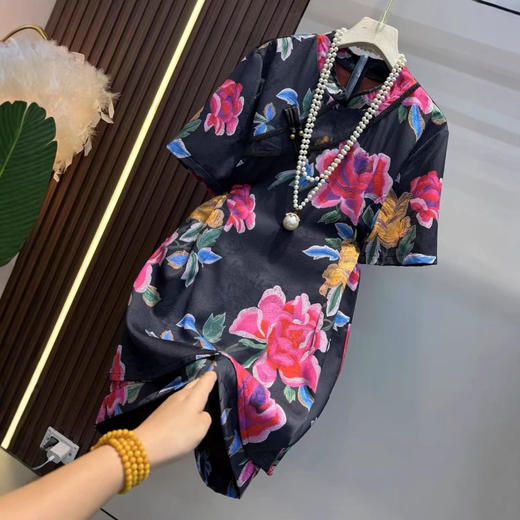 丁摩 夏季新中式女装国风改良旗袍裙子上衣短裤高端两件套装5ZF-047 商品图1