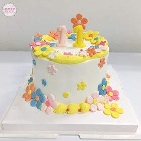 【新款】花漾年华蛋糕，充满多巴胺的卡通花花，萌趣满满~蛋糕上面的数字可更换