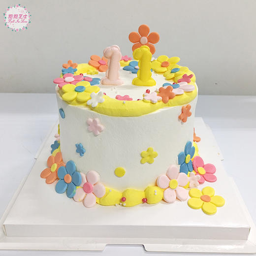 【新款】花漾年华蛋糕，充满多巴胺的卡通花花，萌趣满满~蛋糕上面的数字可更换 商品图0