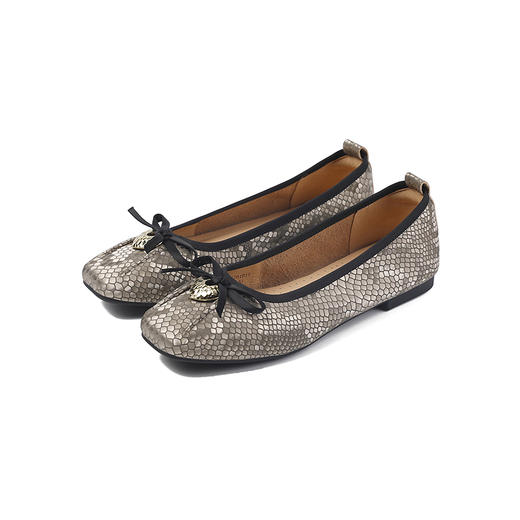 伊伴秋季动物纹鞋面蛇纹图案褶皱设计便鞋单鞋B25461701 商品图5